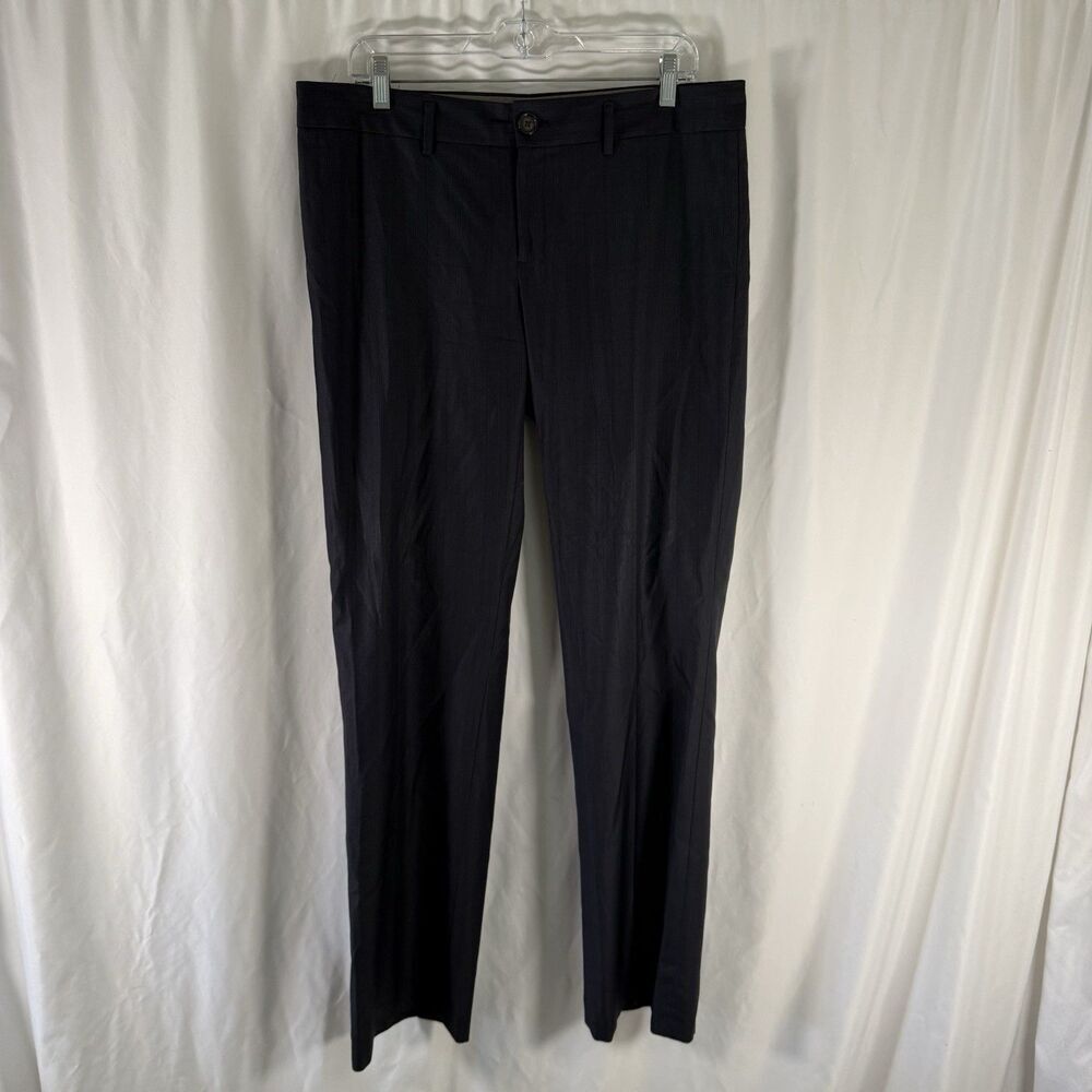 Banana Republic Logan Fit Dress Pants Women's 12 Black Plaid Straight Leg